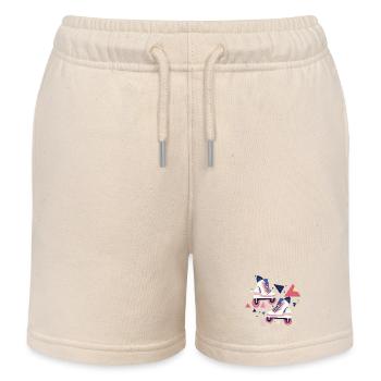 Rollschuhe mit 90er Jahren Muster - Kinder Organic Joggingshorts Mini Bolter von Stanley/Stella - Natur - Vorne