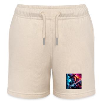 Retro Neon Effekte Gitarrist - Kinder Organic Joggingshorts Mini Bolter von Stanley/Stella - Natur - Vorne