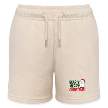 Festliches Bär Weihnachtsdesign - Kinder Organic Joggingshorts Mini Bolter von Stanley/Stella - Natur - Vorne