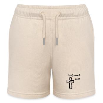Konfirmand 2025 Fisch taucht ins Kreuz - Kinder Organic Joggingshorts Mini Bolter von Stanley/Stella - Natur - Vorne