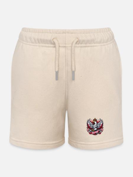 Pologne Polska aigle emblème drapeau drapeau cadeau - Short de jogging enfant bio Stanley/Stella - écru doux