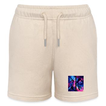 Acro Arts Black on Neon - Kids Organic Sweat Shorts by Stanley/Stella - soft Ecru - Front