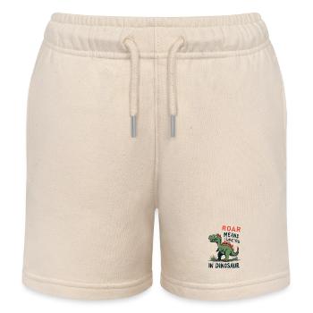 Roar Means I Love You - Kids Organic Sweat Shorts by Stanley/Stella - soft Ecru - Front