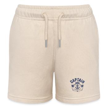 Captain Dad Design with Anchor and Palm Tree - Kids Organic Sweat Shorts by Stanley/Stella - soft Ecru - Front