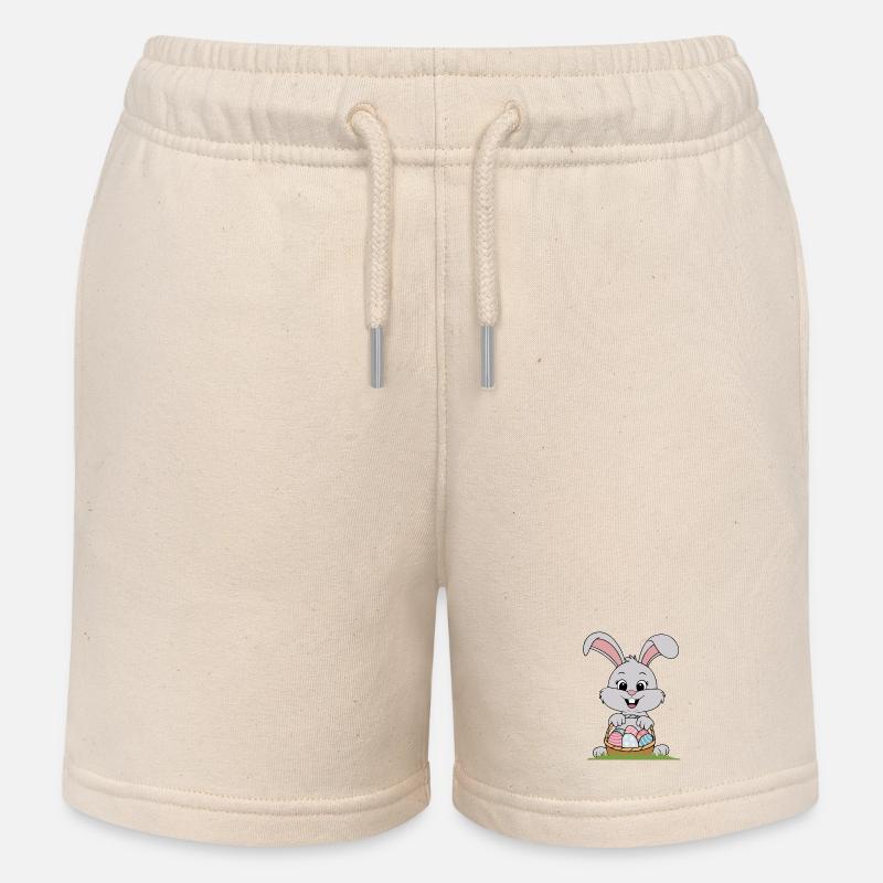 Cute Easter Rabbit - Kids Organic Sweat Shorts by Stanley/Stella - soft Ecru