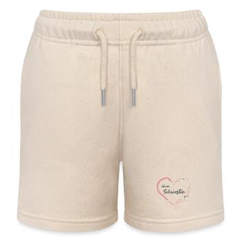 kleine Schwester Herz rosa grau - Kinder Organic Joggingshorts Mini Bolter von Stanley/Stella - Natur - Vorne