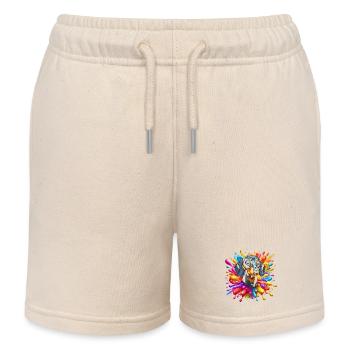 Süßer Dackel mit bunten Farbklecksen - Kinder Organic Joggingshorts Mini Bolter von Stanley/Stella - Natur - Vorne