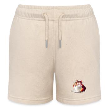 Bunter Farbzauber Katze Milchtasse - Kinder Organic Joggingshorts Mini Bolter von Stanley/Stella - Natur - Vorne