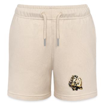Strength Strong Woman Rockabilly Style Gold Gift - Kids Organic Sweat Shorts by Stanley/Stella - soft Ecru - Front