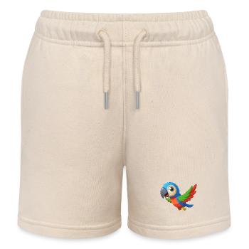 Bunter Baby-Papagei im Flug - Kinder Organic Joggingshorts Mini Bolter von Stanley/Stella - Natur - Vorne