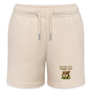 Rice to Meet You Cartoon Rice - Kids Organic Sweat Shorts by Stanley/Stella - soft Ecru - Front