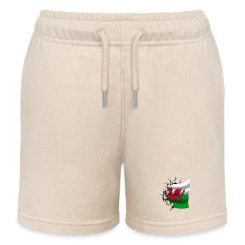 Flagge von Wales - Walisisch - Flagge gebrochenes Design - Kinder Organic Joggingshorts Mini Bolter von Stanley/Stella - Natur - Vorne