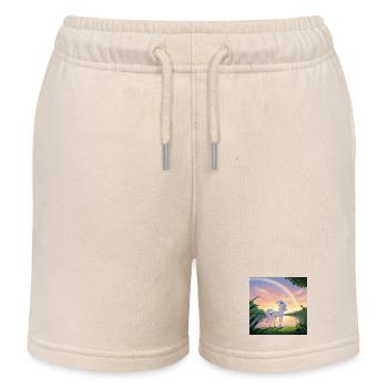 Unicorn under the rainbow - Kids Organic Sweat Shorts by Stanley/Stella - soft Ecru - Front