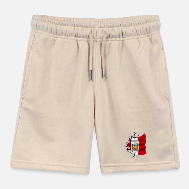 Drapeau du Pérou - Pérou - Drapeau Broken Design Short de jogging enfant bio Stanley/Stella