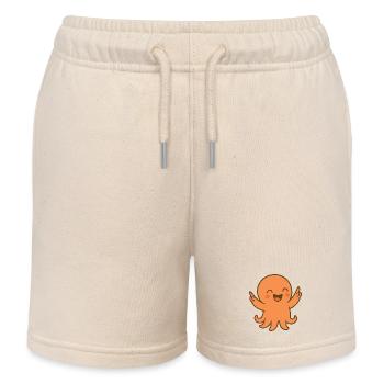 Pieuvre rieuse orange - Short de jogging enfant bio Stanley/Stella - écru doux - Devant