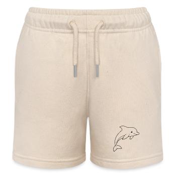 Minimalistic Dolphin - Kids Organic Sweat Shorts by Stanley/Stella - soft Ecru - Front