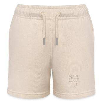 Stilvolles Zitat mit Sprechblasengrafik - Kinder Organic Joggingshorts Mini Bolter von Stanley/Stella - Natur - Vorne