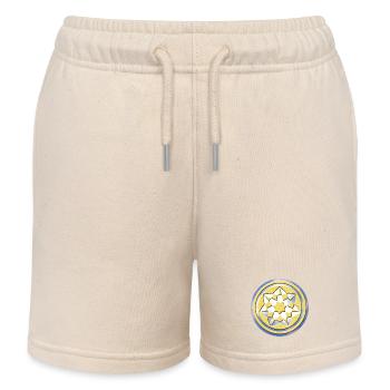 Geometrisches Kornkreis Muster - Kinder Organic Joggingshorts Mini Bolter von Stanley/Stella - Natur - Vorne