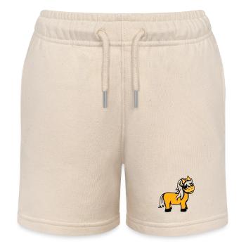 Horse Girl Female Cute Pretty Bow Woman - Kids Organic Sweat Shorts by Stanley/Stella - soft Ecru - Front