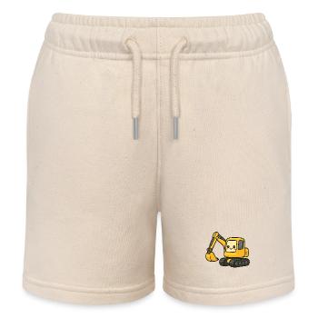 Cute excavator with googly eyes - Kids Organic Sweat Shorts by Stanley/Stella - soft Ecru - Front