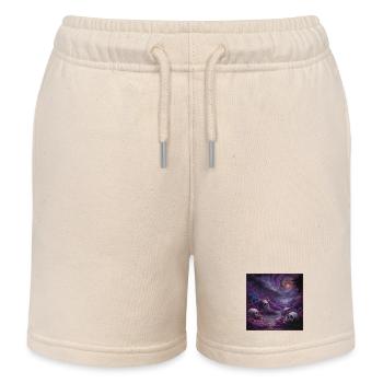 Kosmisches Schädelreich Kunstwerk - Kinder Organic Joggingshorts Mini Bolter von Stanley/Stella - Natur - Vorne