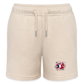 French Flag Paint Splashes Design - Kids Organic Sweat Shorts by Stanley/Stella - soft Ecru - Front
