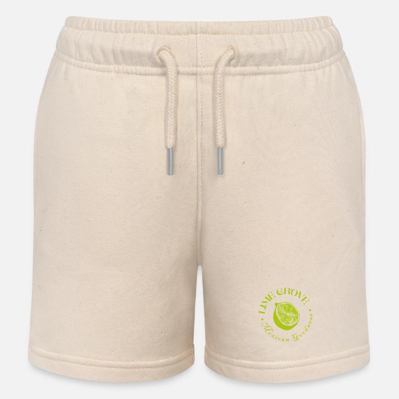 Citron vert et citron design botanique - Short de jogging enfant bio Stanley/Stella - écru doux