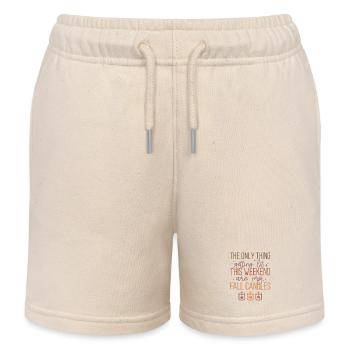 Autumn Candle and Cinnamon Scent Text Design - Kids Organic Sweat Shorts by Stanley/Stella - soft Ecru - Front