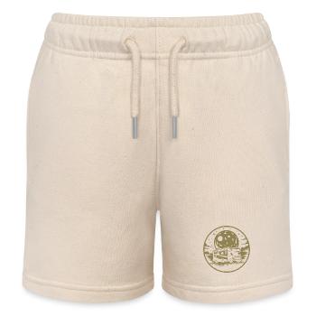 Motorhome Silhouette Camping - Kids Organic Sweat Shorts by Stanley/Stella - soft Ecru - Front