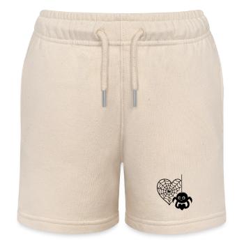Flauschige_Spinne_und_Herzspinnennetz mit Herz - Kinder Organic Joggingshorts Mini Bolter von Stanley/Stella - Natur - Vorne