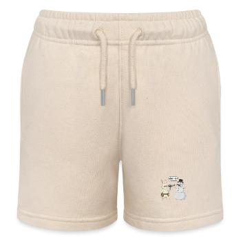 Lustiges T-Shirt - Hase vs. Schneemann  - Kinder Organic Joggingshorts Mini Bolter von Stanley/Stella - Natur - Vorne