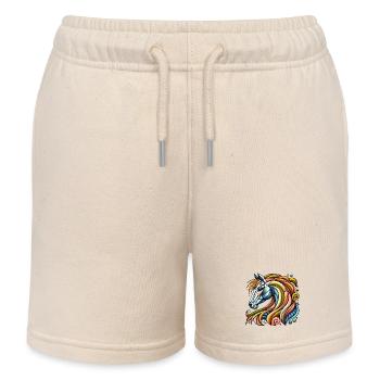 Heller geometrischer Pferdekopf - Kinder Organic Joggingshorts Mini Bolter von Stanley/Stella - Natur - Vorne