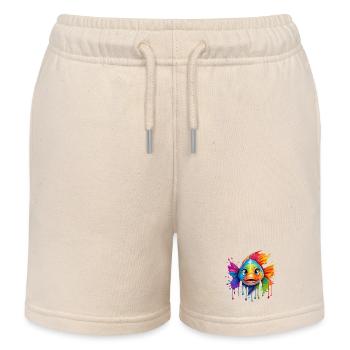 Coloured fish with colour explosion - Kids Organic Sweat Shorts by Stanley/Stella - soft Ecru - Front