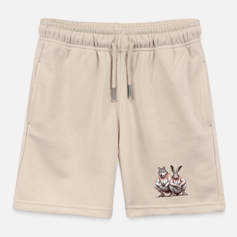 Slavic Squat Russian Squat Hare and Wolf Gift Kids Organic Sweat Shorts by Stanley/Stella