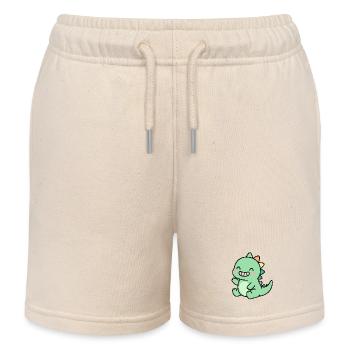 Kleiner grinsender Dino - Kinder Organic Joggingshorts Mini Bolter von Stanley/Stella - Natur - Vorne
