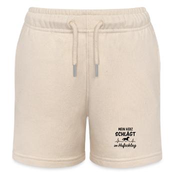 Heartbeat Hoofbeat, Horse, Riding - Kids Organic Sweat Shorts by Stanley/Stella - soft Ecru - Front