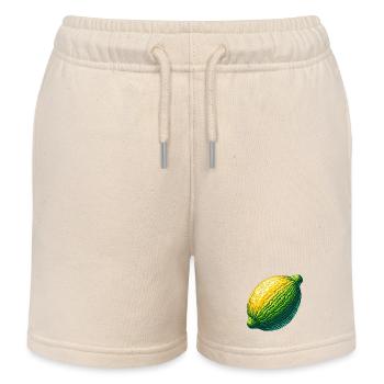 Citron abstrait en vert-jaune texturé - Short de jogging enfant bio Stanley/Stella - écru doux - Devant