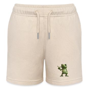 Frosch Peace Sign Motiv, Richtungsweiser - Kinder Organic Joggingshorts Mini Bolter von Stanley/Stella - Natur - Vorne
