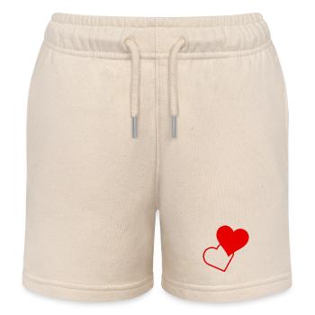 Red hearts - Kids Organic Sweat Shorts by Stanley/Stella - soft Ecru - Front