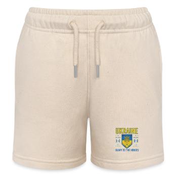 Ukraine Wappen Ruhm T-Shirt - Kinder Organic Joggingshorts Mini Bolter von Stanley/Stella - Natur - Vorne