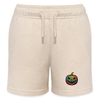 Rainbow Glitter Pumpkin - Kids Organic Sweat Shorts by Stanley/Stella - soft Ecru - Front