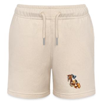 Galloping rider in leap - Kids Organic Sweat Shorts by Stanley/Stella - soft Ecru - Front