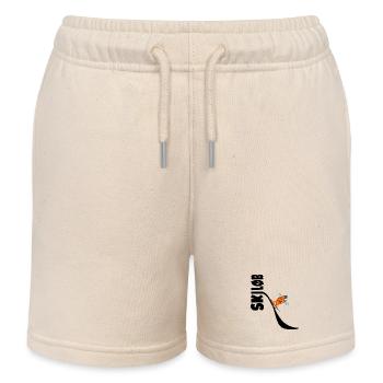 Skiing Fun Croissants - Kids Organic Sweat Shorts by Stanley/Stella - soft Ecru - Front