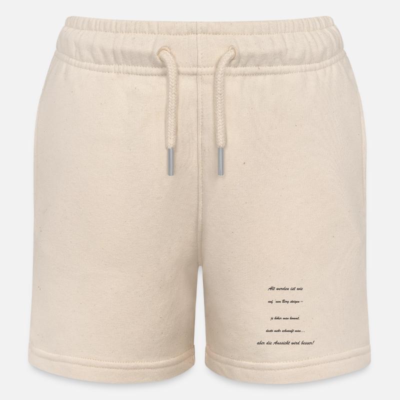 Growing old: The view is getting better - Kids Organic Sweat Shorts by Stanley/Stella - soft Ecru