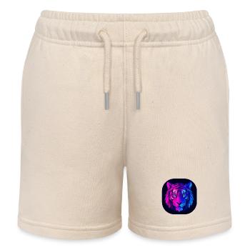 Neon Polygon Tiger : Magenta à Bleu - Short de jogging enfant bio Stanley/Stella - écru doux - Devant