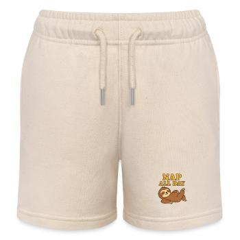 Faultier Nap All Day Lustiges Chill Design - Kinder Organic Joggingshorts Mini Bolter von Stanley/Stella - Natur - Vorne