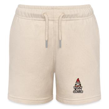 Garden Gnome Threatening Touch Lawn - Kids Organic Sweat Shorts by Stanley/Stella - soft Ecru - Front
