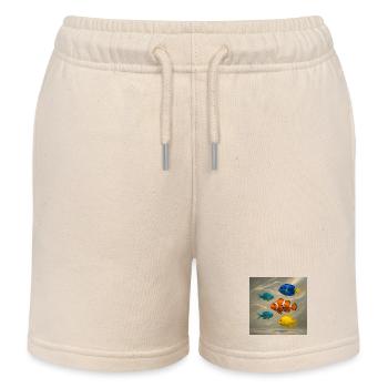 Fish Floating - Kids Organic Sweat Shorts by Stanley/Stella - soft Ecru - Front