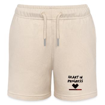 HEART IN PROGRESS Statement - Kids Organic Sweat Shorts by Stanley/Stella - soft Ecru - Front