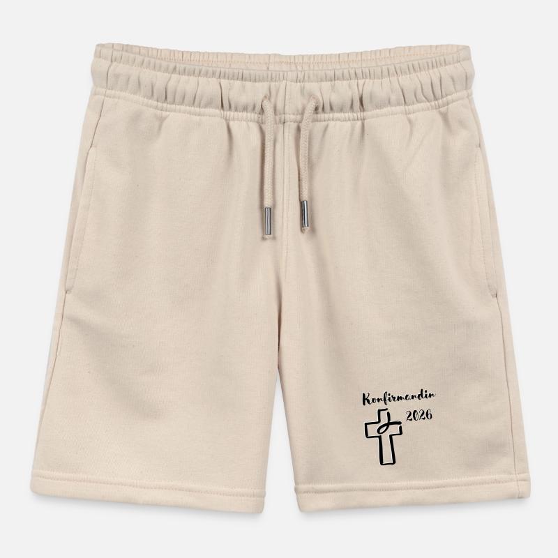 Confirmation 2026 Confirmation Cross and Fish Kids Organic Sweat Shorts by Stanley/Stella